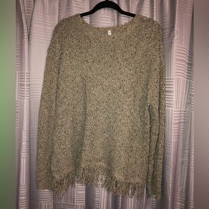 Beige Passports sweater XL with fringe